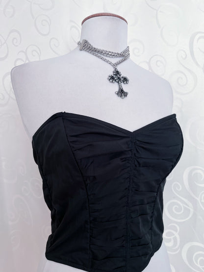 00’s gothic black corset top 🦇