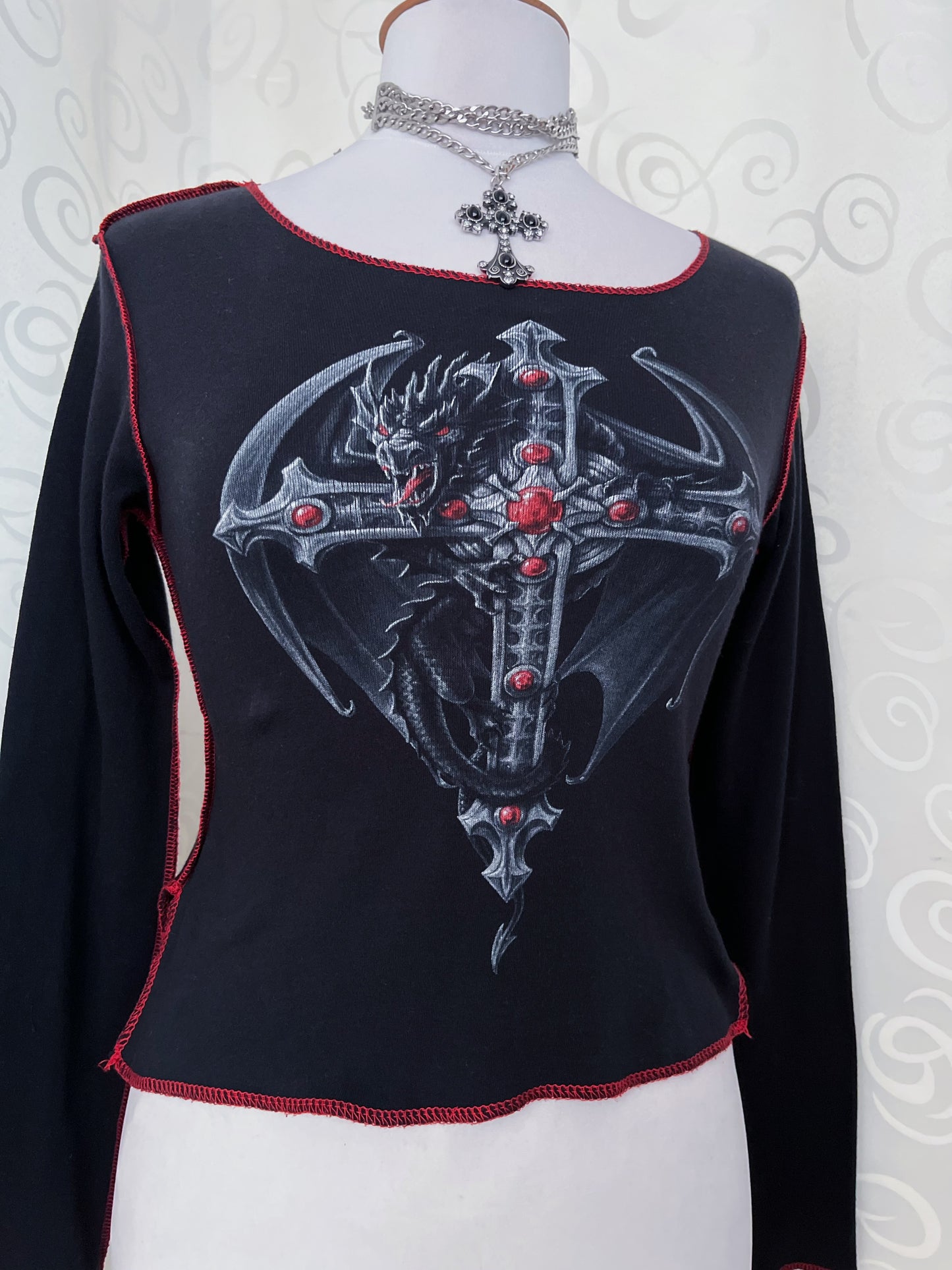 Spiral Direct iconic dragon cross top with red stitching details 🐉❤️