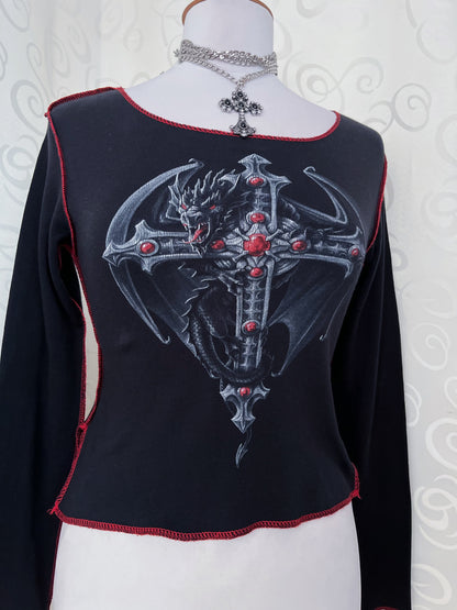 Spiral Direct iconic dragon cross top with red stitching details 🐉❤️