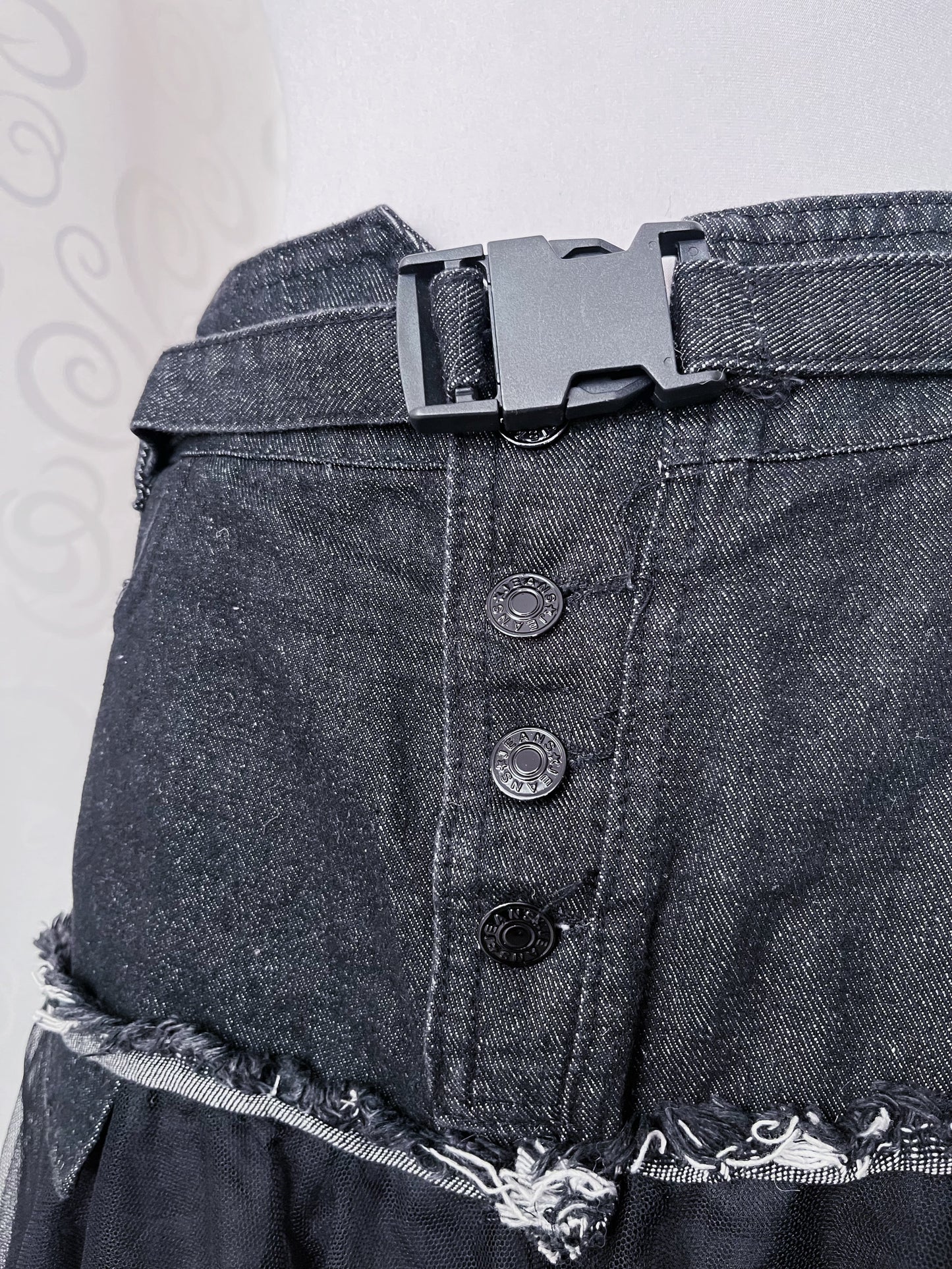 Fairy denim mesh asymmetrical tulle skirt 🕷️🦇