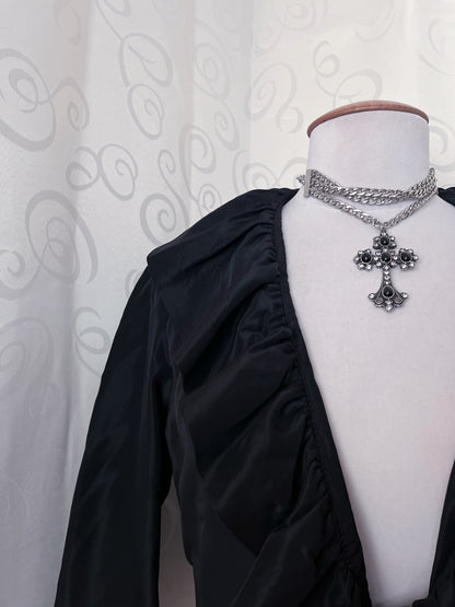 00’s gothic ruffle shirt/cardigan 🌀🕷️