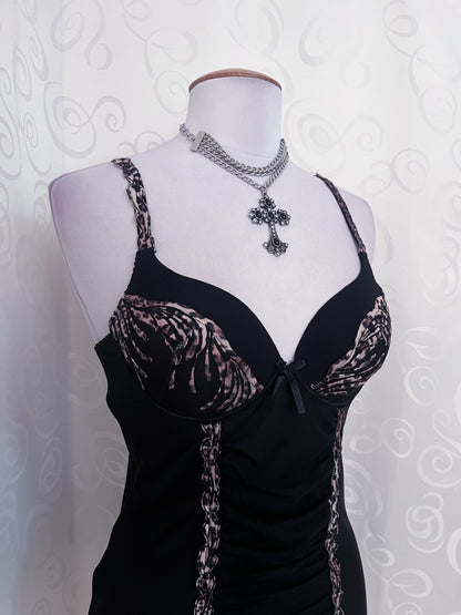 Black & leopard print mesh corset 🐆🕷️