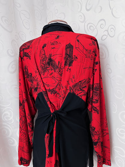 Vintage crazy-patterned red & black shirt ❤️