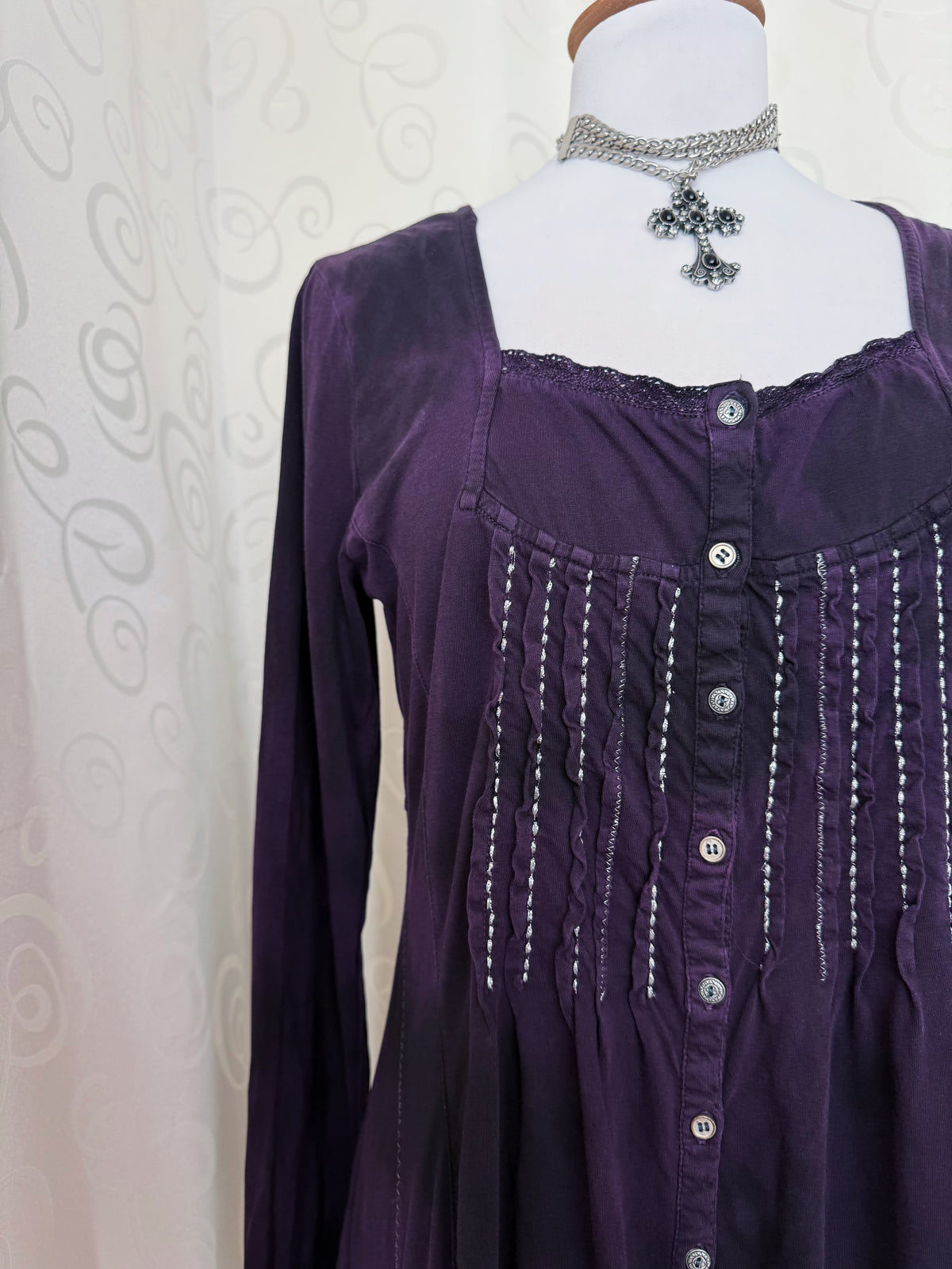 00’s Whimsygoth purple cotton button shirt 💜🌀