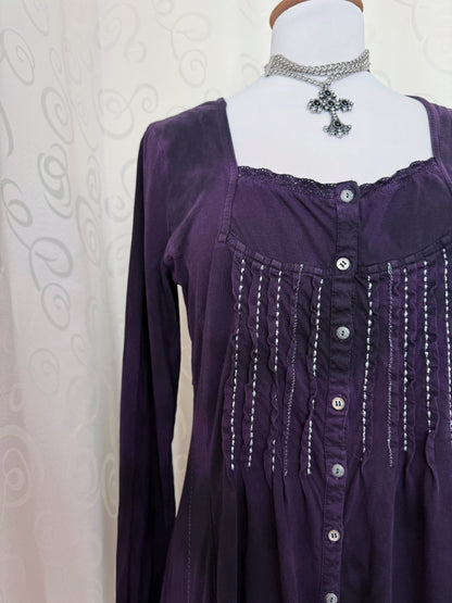 00’s Whimsygoth purple cotton button shirt 💜🌀