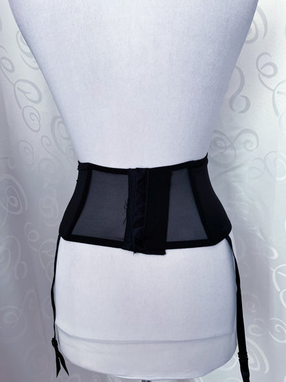 Gothic lace-up waist corset with garters 🕷️🕸️