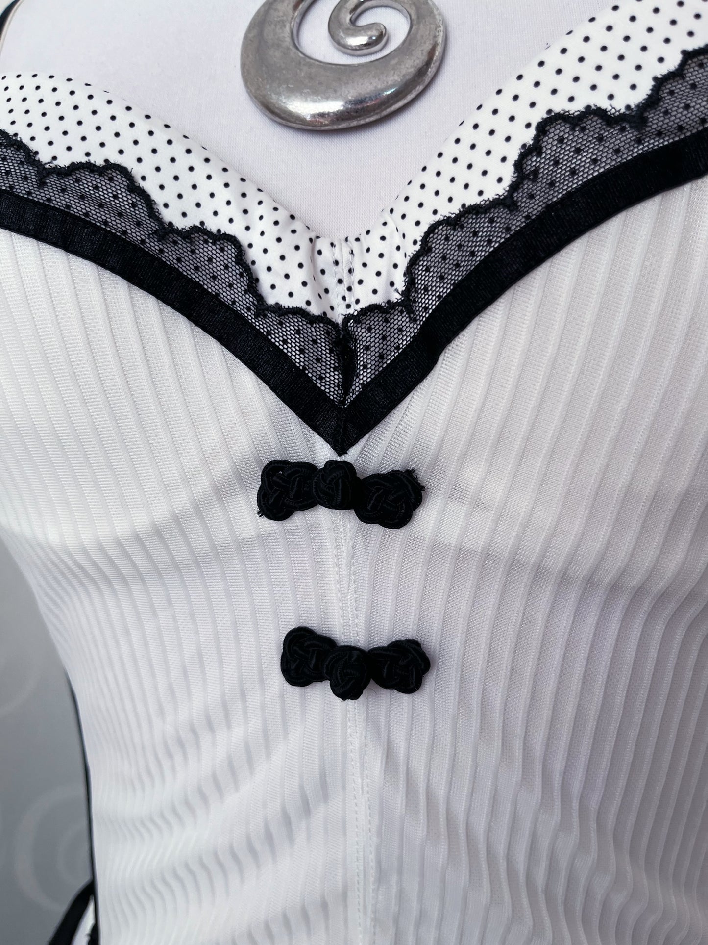 Rosy crop white polka corset top 🌀