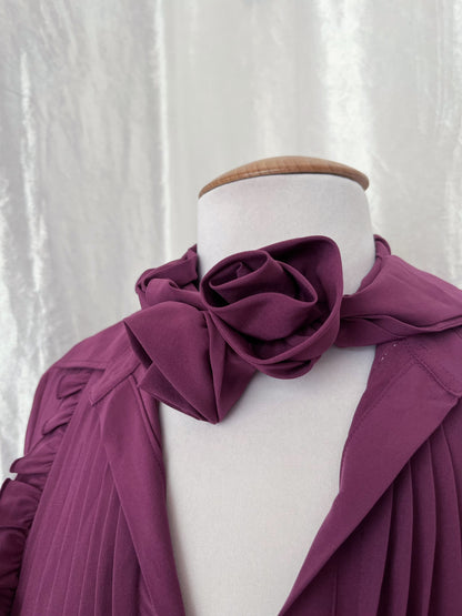 Gothic coquette bright purple shirt with ruffle detail & removable rose collar 🎀