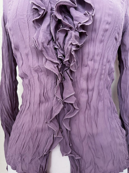 00’s fairycore lilac ruffle shirt 💜🧚🏻