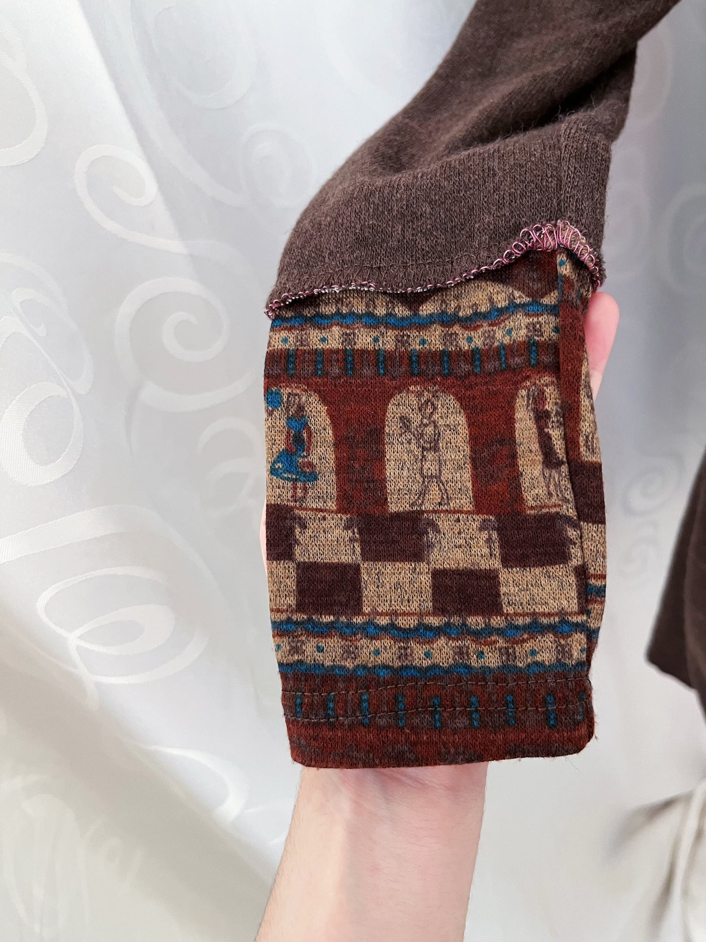 00's Whimsy Twee dress with beautiful egyptian design and faux mohair feel 🌒🍎