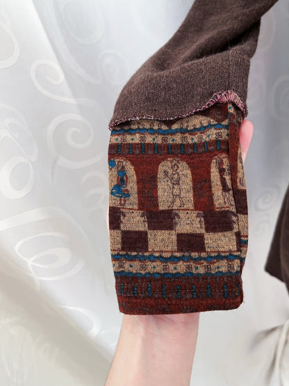 00's Whimsy Twee dress with beautiful egyptian design and faux mohair feel 🌒🍎