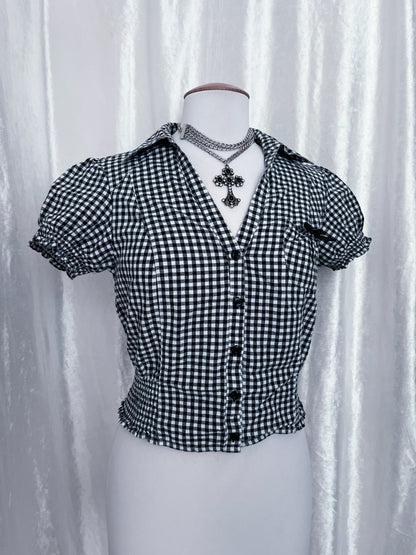 Dark coquette dirndl plaid top 🎀