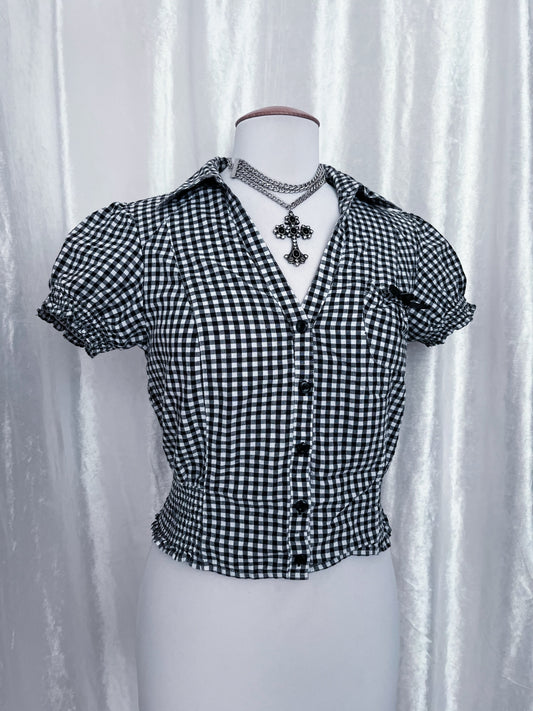 Dark coquette dirndl plaid top 🎀