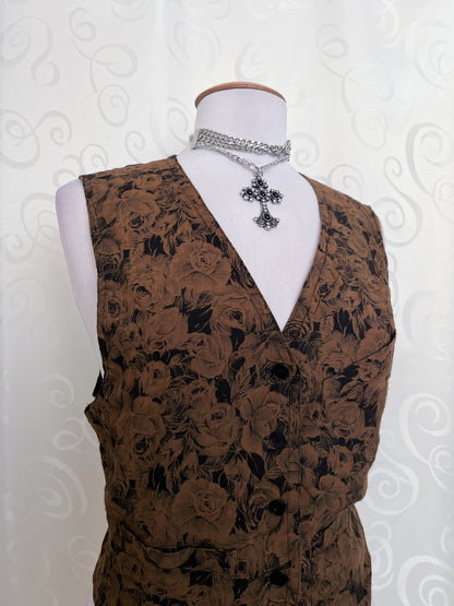 Vintage brown floral vest 🐌⚜️