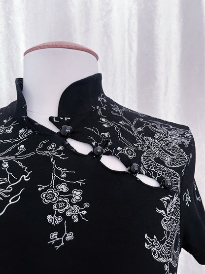 Pimkie asian qipao dress with dragon print 🐉