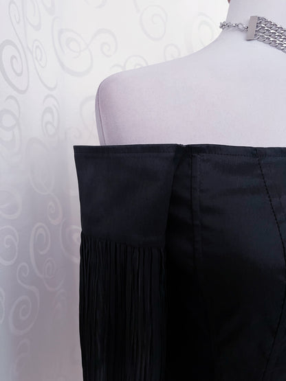 00’s Gothic Vivien Caron lace-up corset with mesh sleeves 🕷️