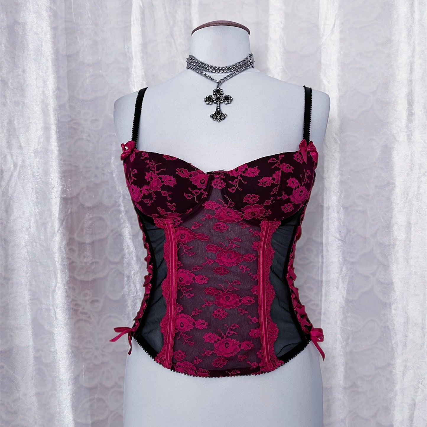 Hot pink gothic mesh corset 🎀