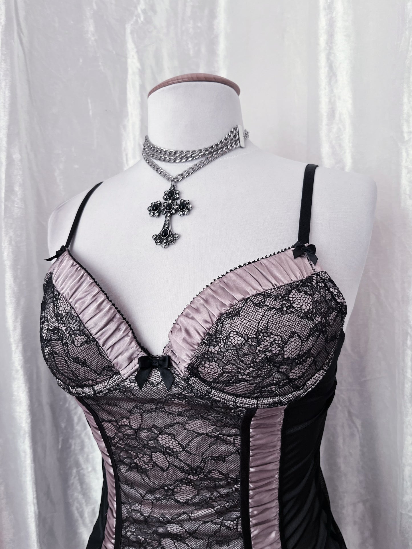 Whimsy silver mesh babydoll bustier 🫧🎀