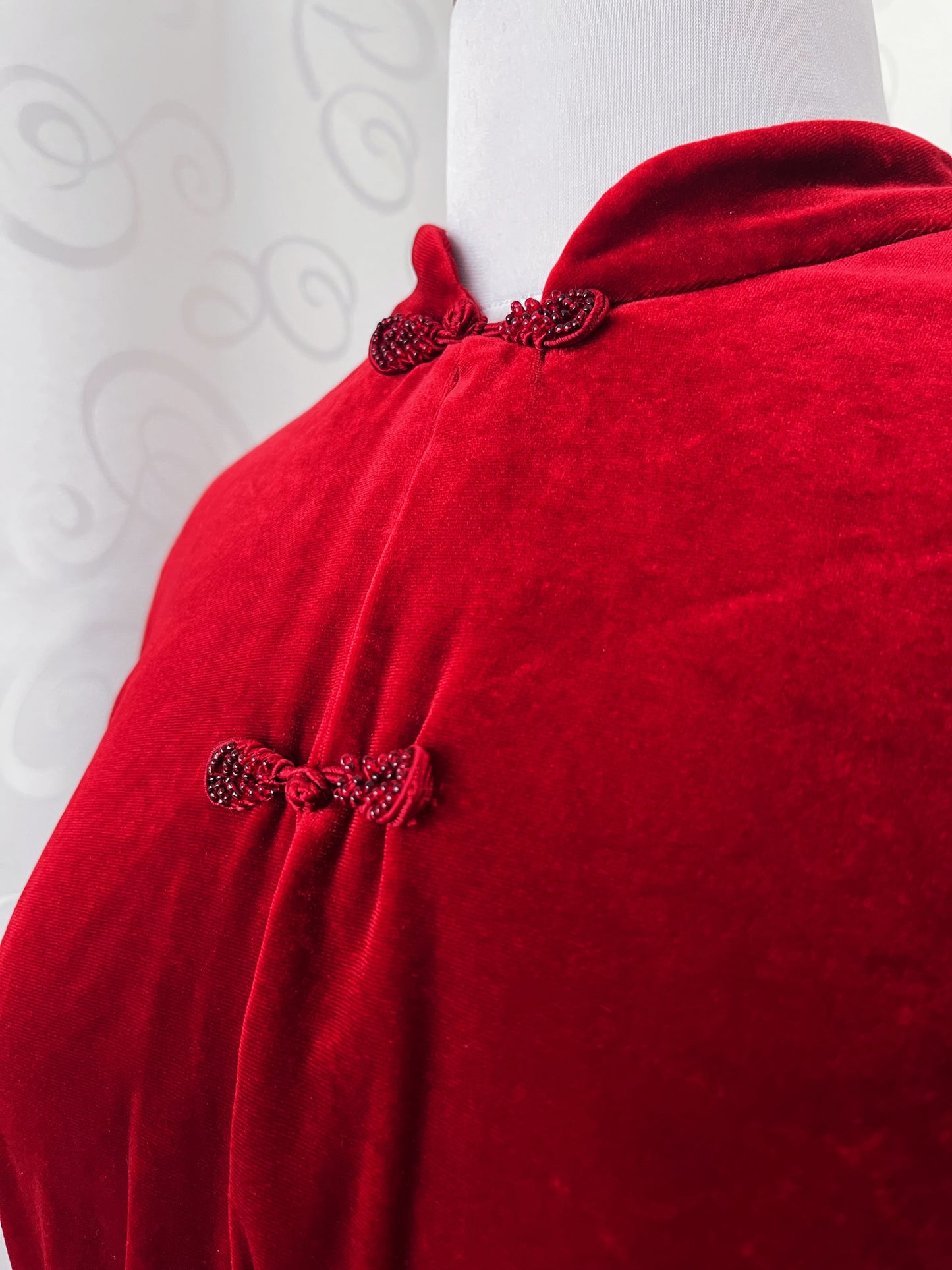 Vintage Korean Qipao velvet red shirt ❤️🍜