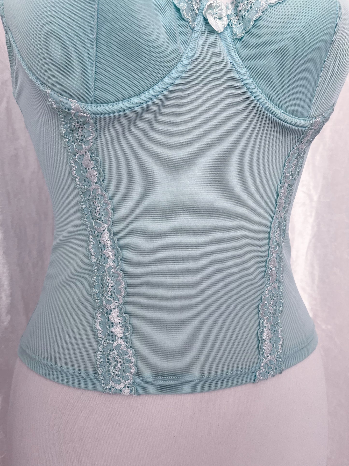00’s baby blue corset top 🦋