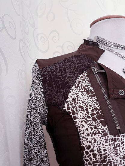 00’s iconic double zipper animal print x cowboy style mesh shirt 🧲🐴