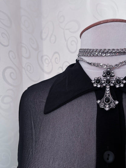 Gothic long mesh shirt/dress with dragon print on the back 🐉