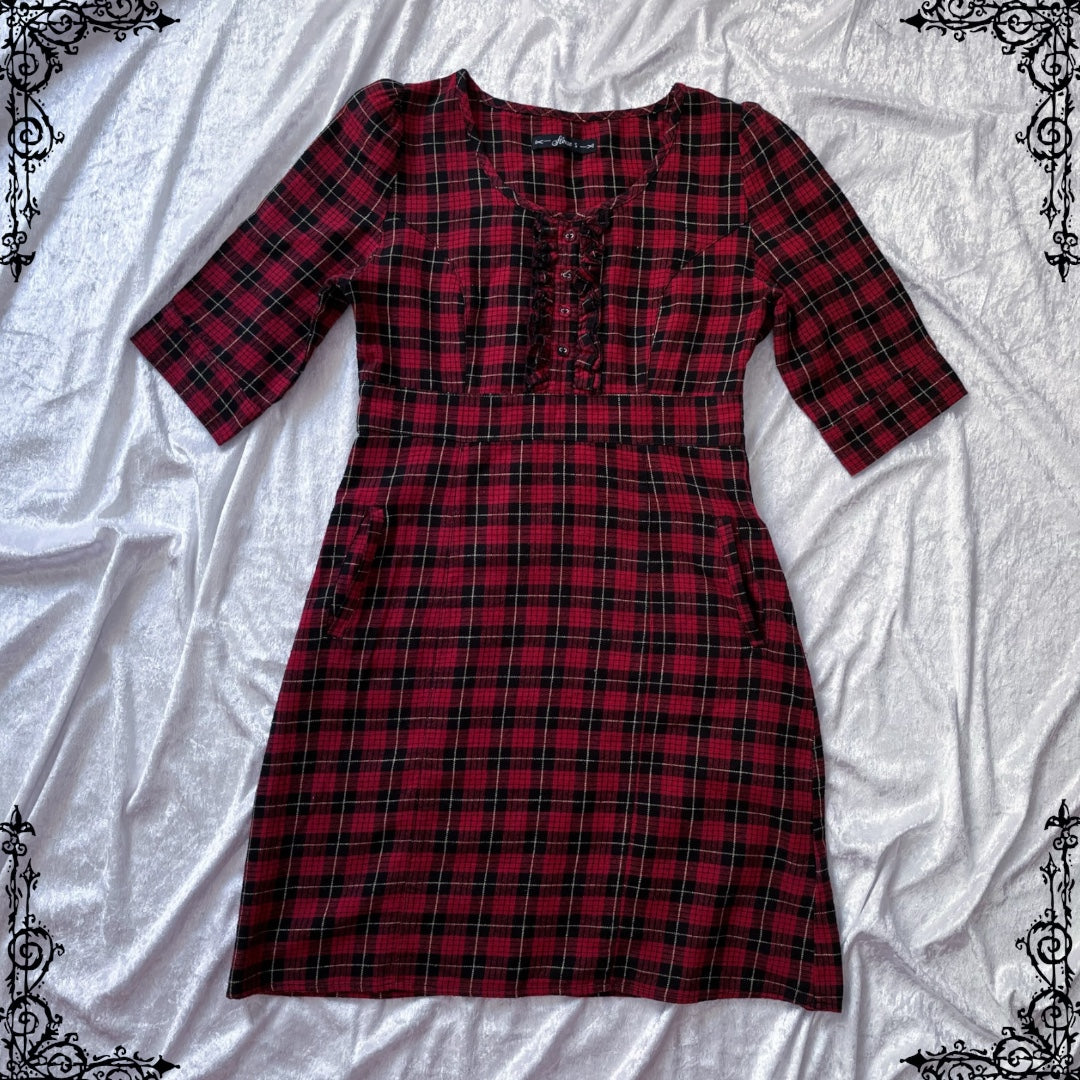 00’s Japanese fashion style cotton plaid dress ❣️