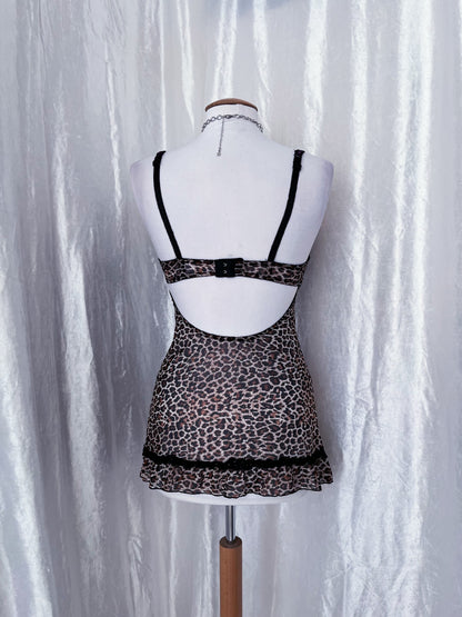 Leopard print mesh babydoll 🐆🎀