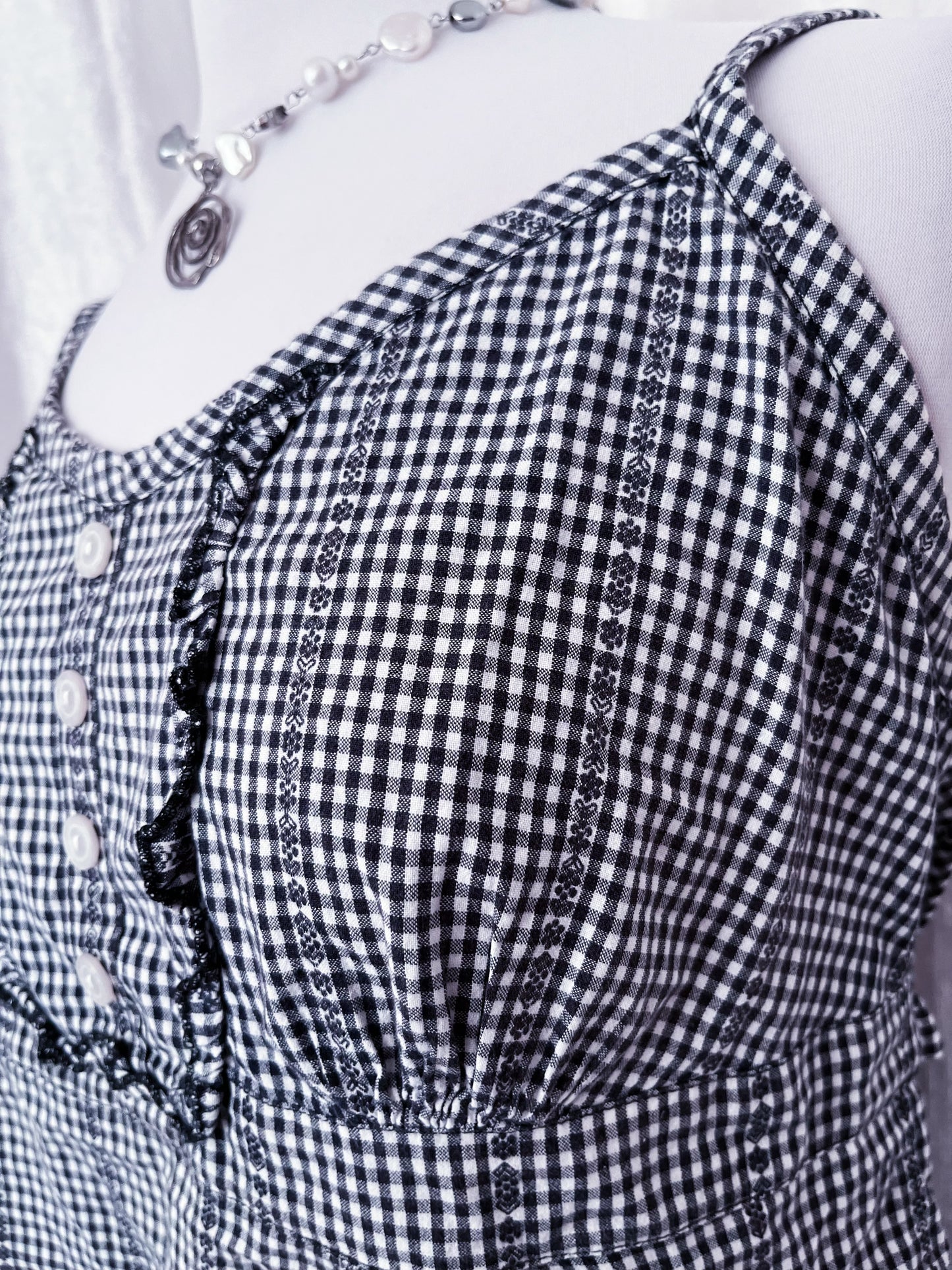 Dark coquette checked milkmaid top 💀🗝️