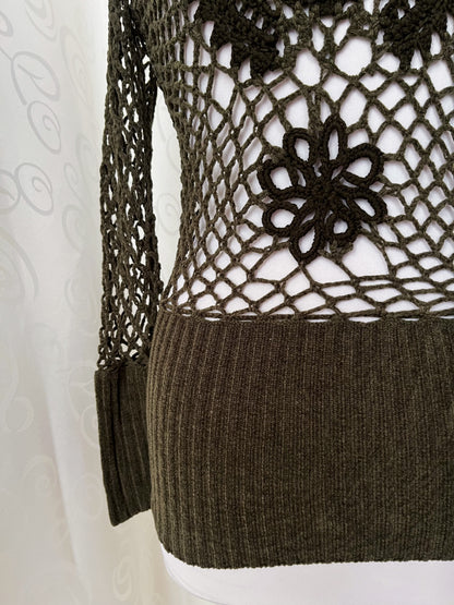 Whimsy fairy green knit fishnet top ✨🦎