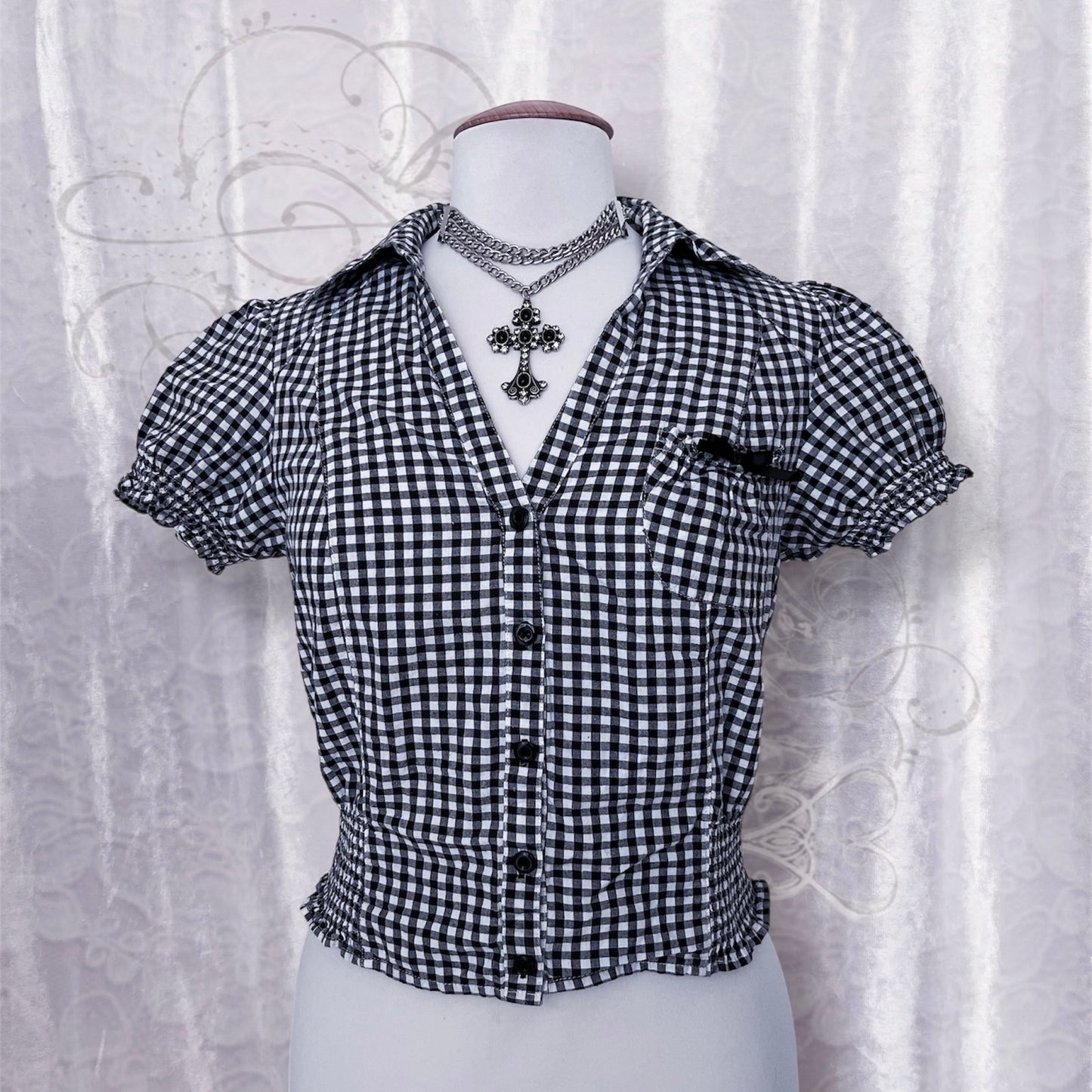 Dark coquette dirndl plaid top 🎀