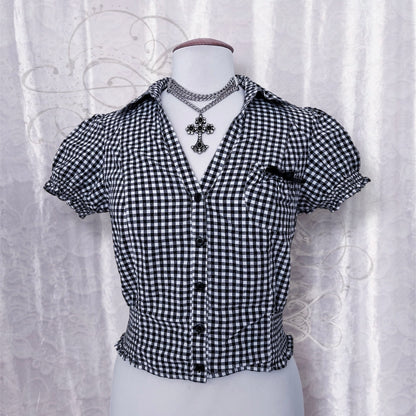 Dark coquette dirndl plaid top 🎀
