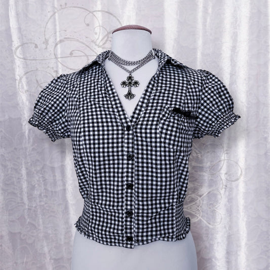 Dark coquette dirndl plaid top 🎀