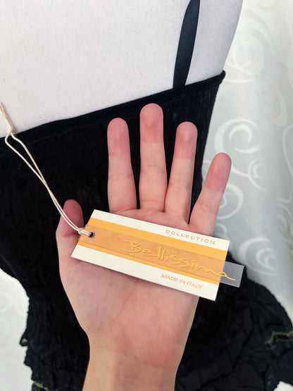 00’s deadstock dark whimsy sequin & velvet top 🌀🦇