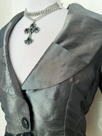 Whimsygoth satin silver bolero 🩶🌀