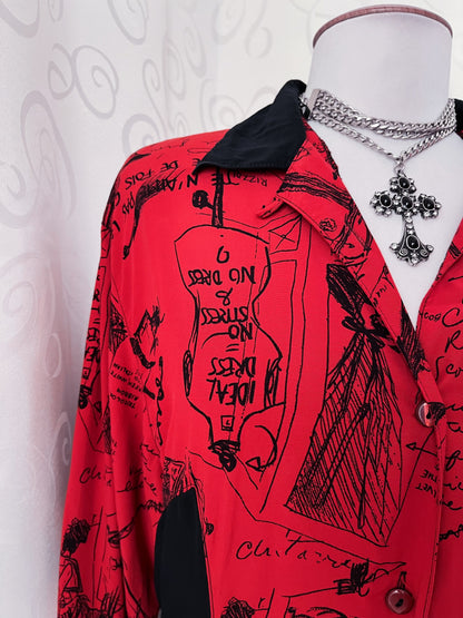 Vintage crazy-patterned red & black shirt ❤️