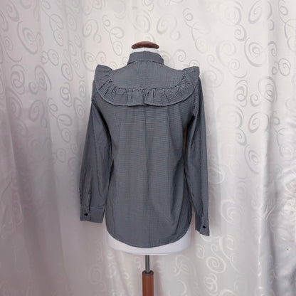 Gothic Victorian/Jirai key style checked ruffle shirt 🦇