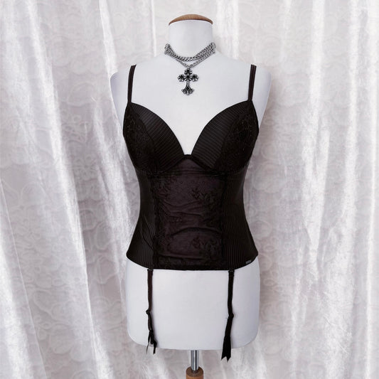 Espirit brown striped bustier top with garters 🧸