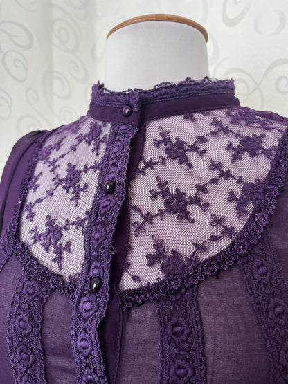 Mesmerising whimsy mesh purple oversize shirt with embroidered details 💜🌀