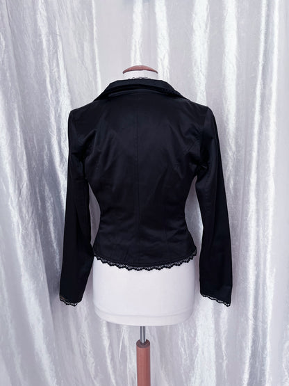 Deadstock Gothic y2k victorian style black blazer & removable top with velvet & lace details 🦇