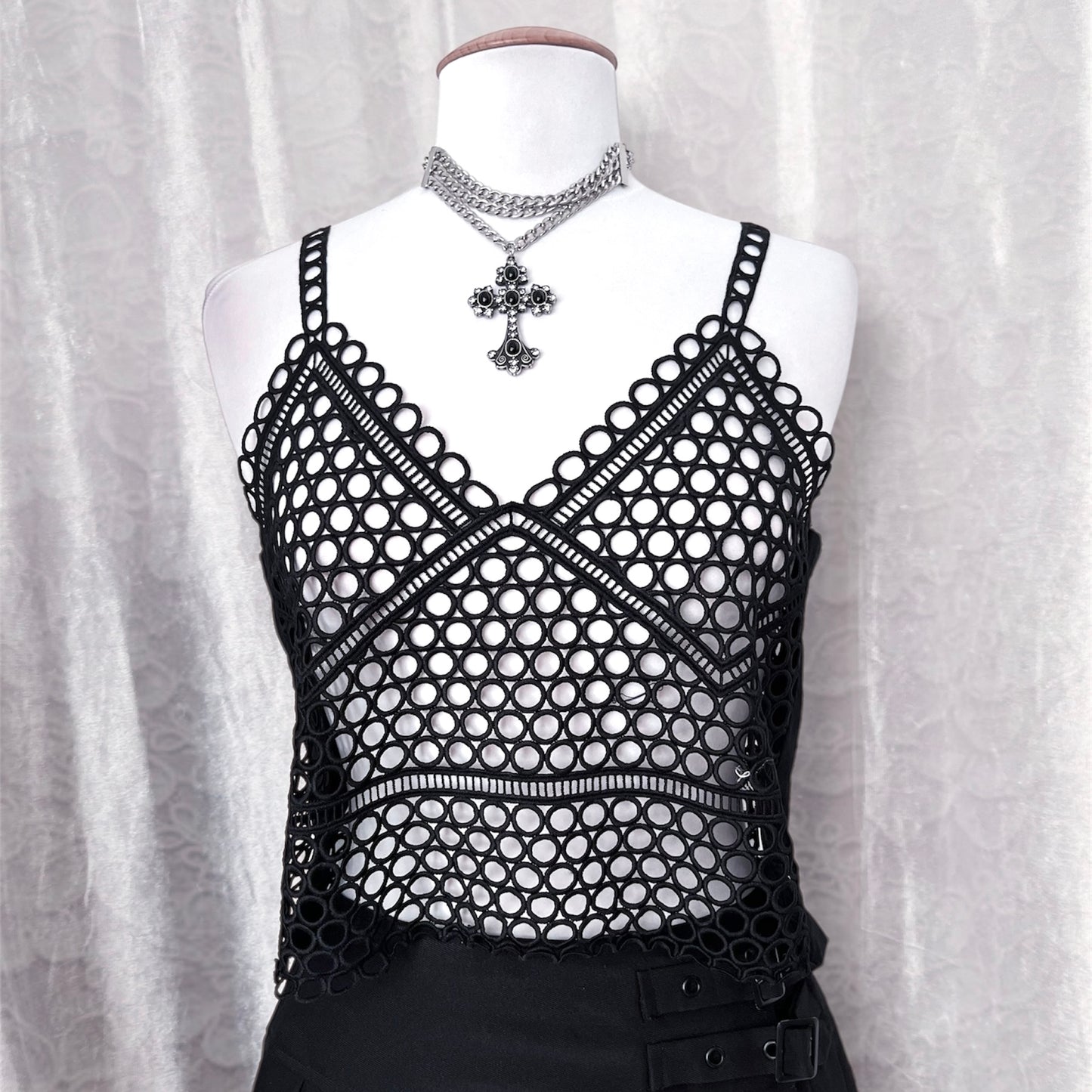 Mini black fishnet top 🕷️🕸️