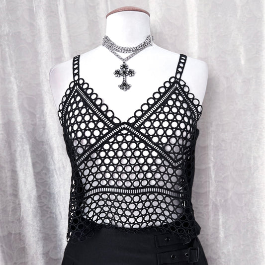 Mini black fishnet top 🕷️🕸️