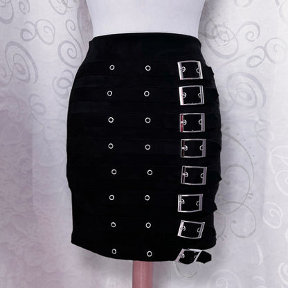 Essential mini Alt black skirt with buckles 🦇