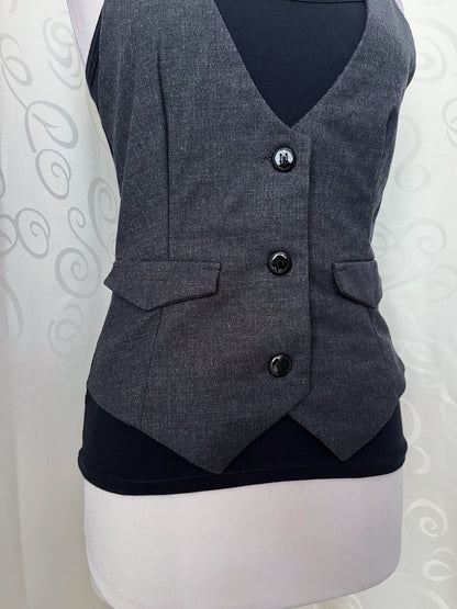 00's Dark coquette tank top with sewn vest effect 🦷