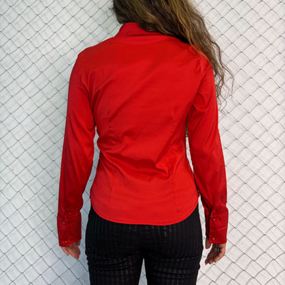Vampire/Victorian style red shirt with ruffle & lace details 🩸