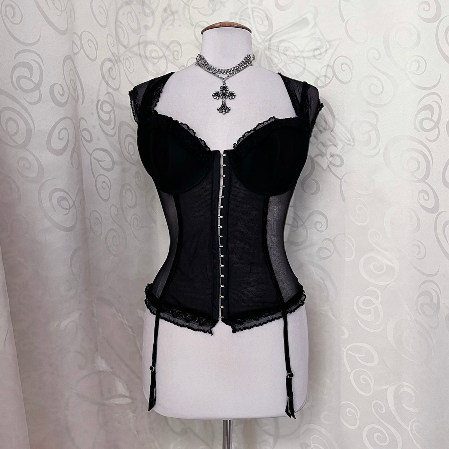 Gothic black mesh corset 🦇