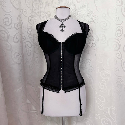 Gothic black mesh corset 🦇