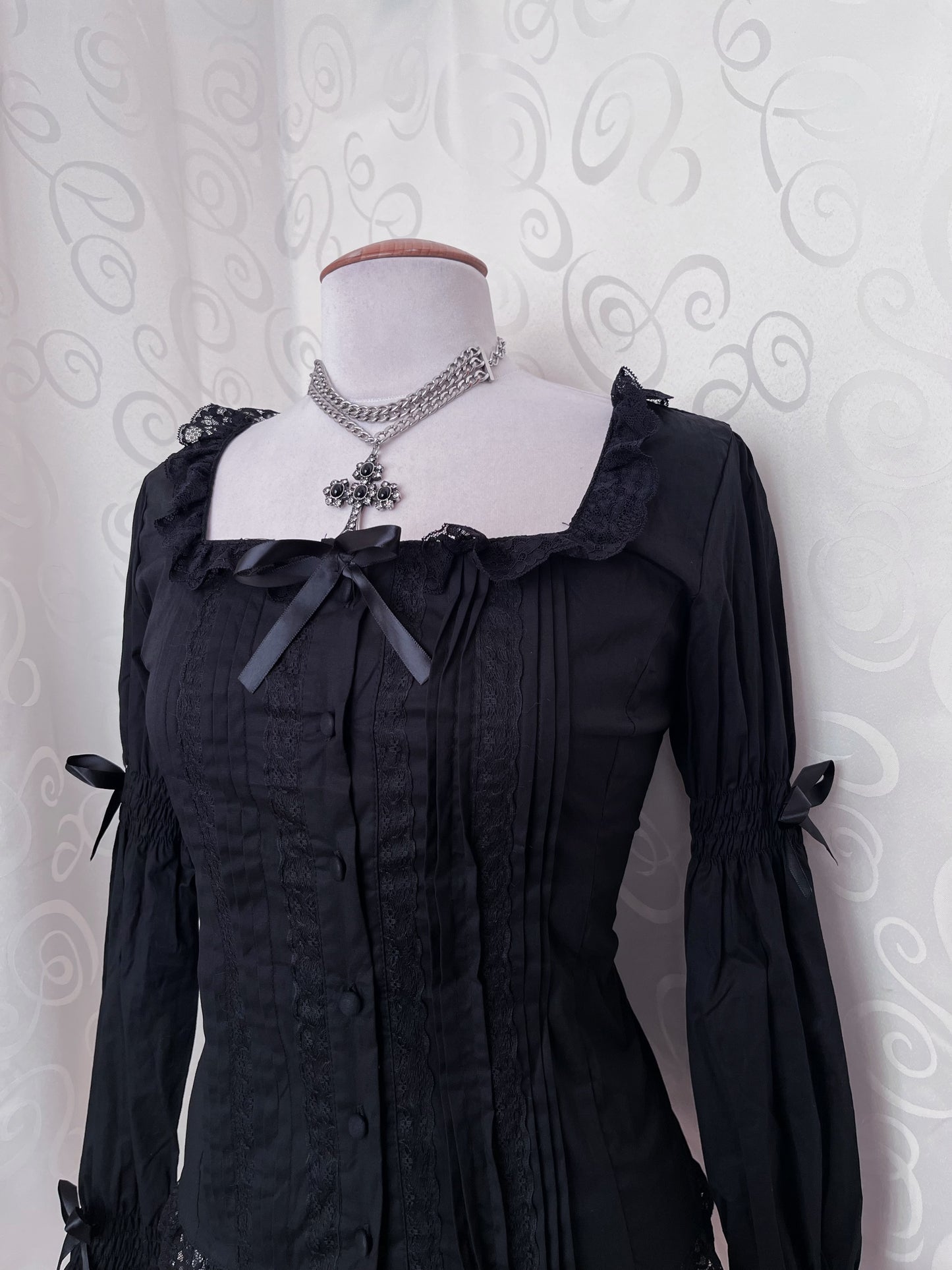 Dracula / Horror Protagonist cotton black romantic blouse 🖤🦇