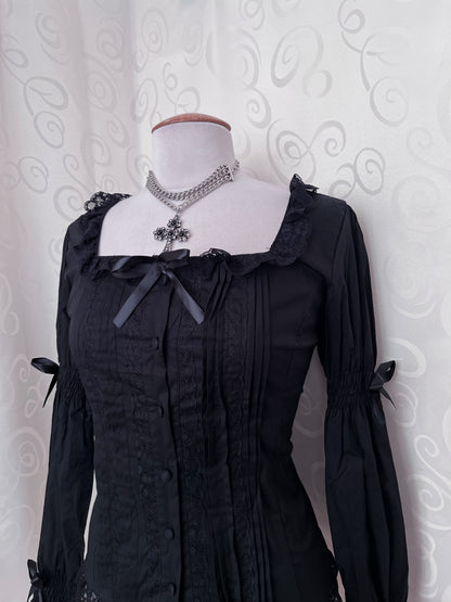 Dracula / Horror Protagonist cotton black romantic blouse 🖤🦇