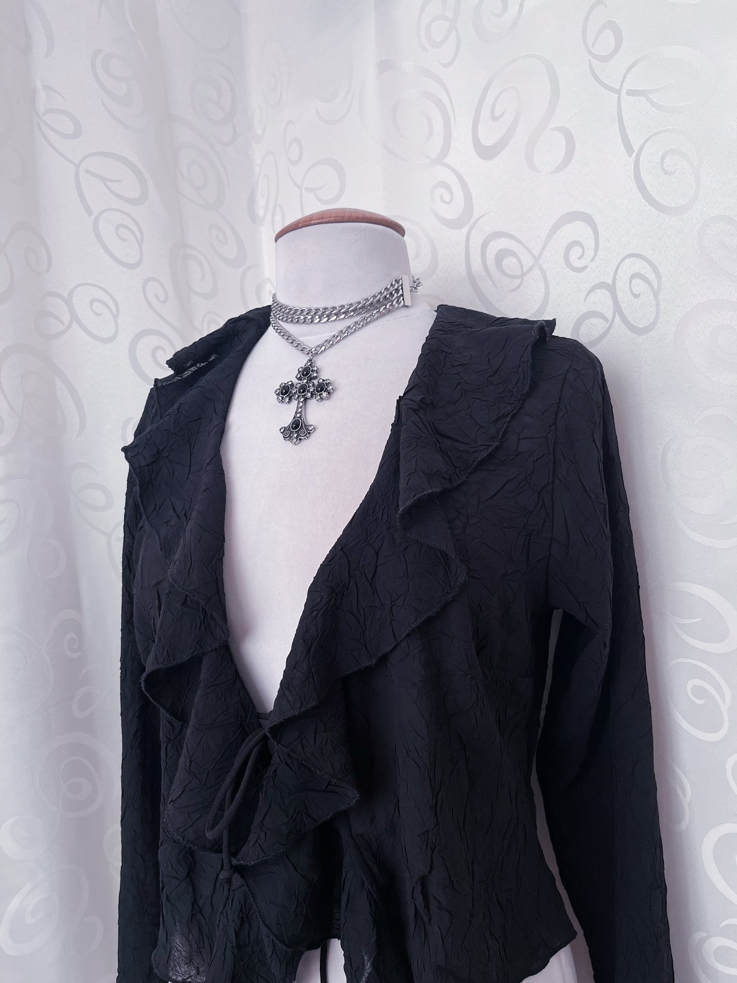 Whimsygoth ruffle sheer top 🌀🕷️